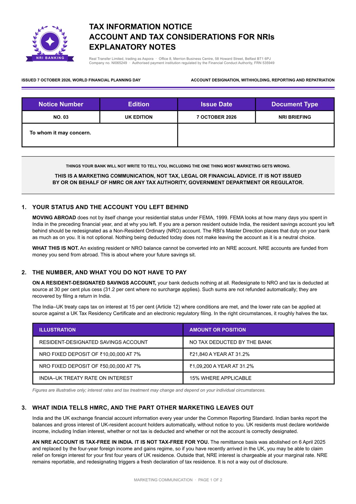 Tax Information Notice, page 1 of 2