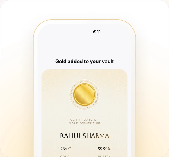 Certificate of Gold ownership in the Aspora app
